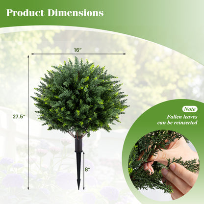 27.5 inch Artificial Cypress Topiary Trees with Ground Spikes Set of 2 Faux Plants at Gallery Canada