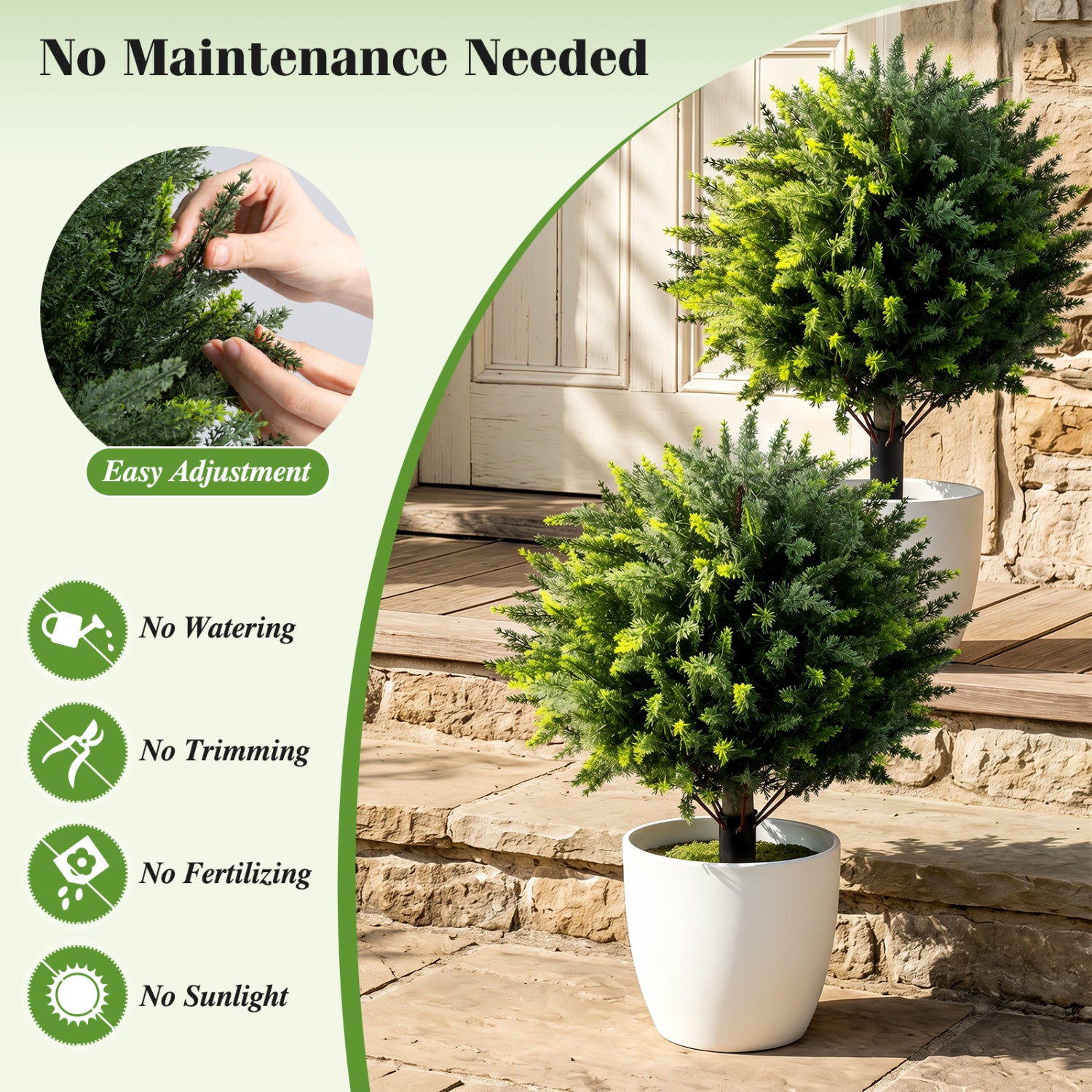27.5 inch Artificial Cypress Topiary Trees with Ground Spikes Set of 2 Faux Plants at Gallery Canada