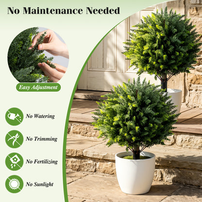 27.5 inch Artificial Cypress Topiary Trees with Ground Spikes Set of 2 Faux Plants at Gallery Canada