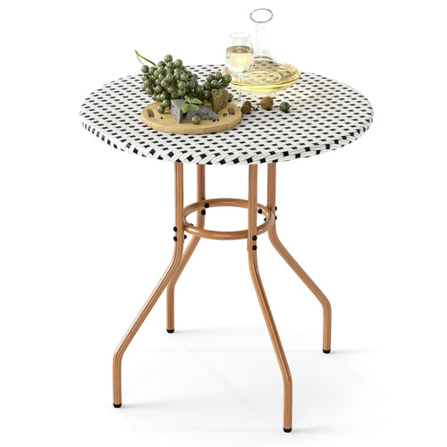27.5 inch Outdoor Bistro Table with Heavy Duty Metal Frame and Adjustable Foot Pads-white, White