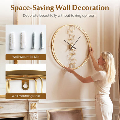 27 Inch Large Wall Clock, For Living Room Bedroom Kitchen, Yellow Decorative Accessories at Gallery Canada