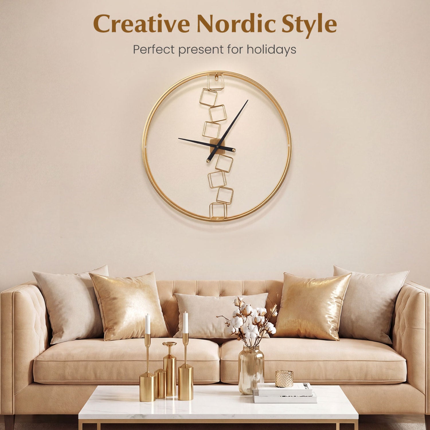 27 Inch Large Wall Clock, For Living Room Bedroom Kitchen, Yellow Decorative Accessories at Gallery Canada