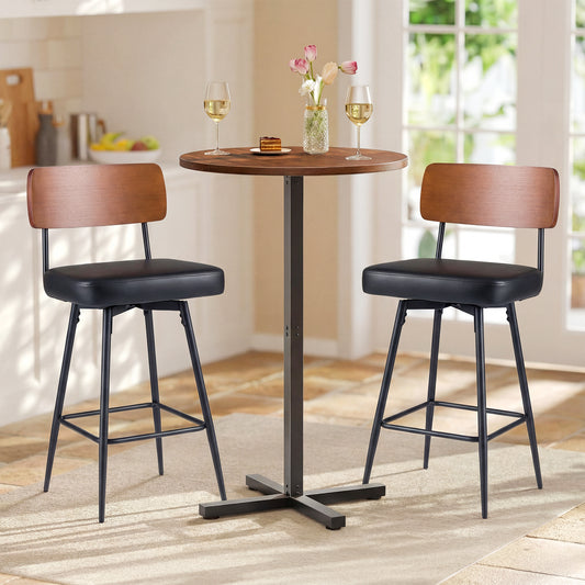 27 Inch Padded Counter Barstools Set of 2 with Metal Legs, Black Bar Stools Black at Gallery Canada