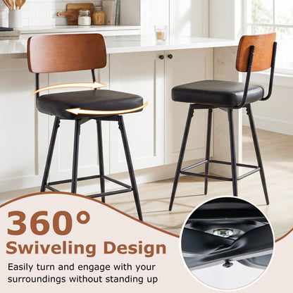 27 Inch Padded Counter Barstools Set of 2 with Metal Legs, Black Bar Stools at Gallery Canada