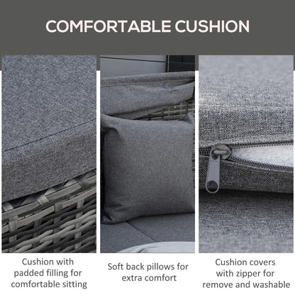 4-Piece PE Wicker Round Daybed, Outdoor Rattan Lounge Set, Grey Daybeds at Gallery Canada