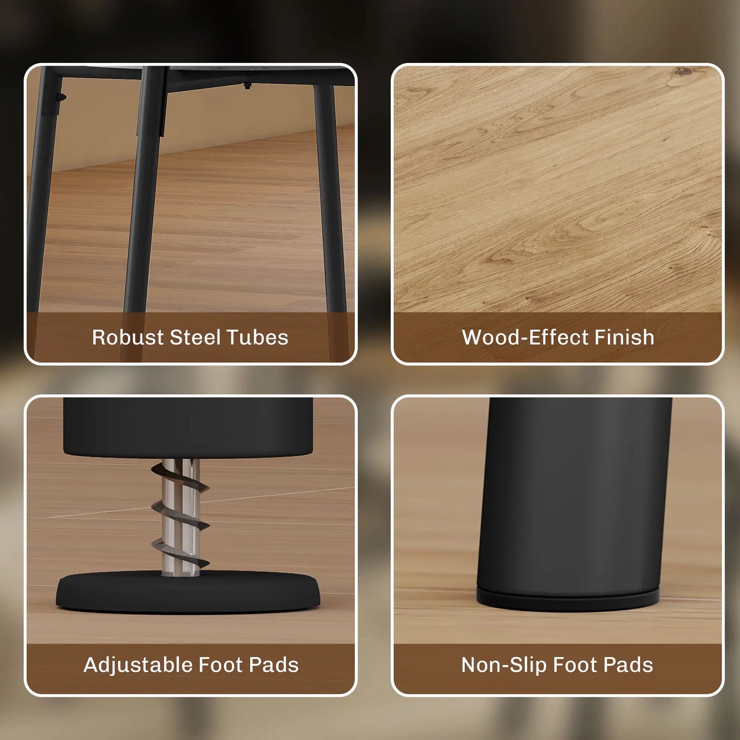 5 Piece Dining Table Set, Round for 4, Metal Frame, Natural Dining Table Sets at Gallery Canada