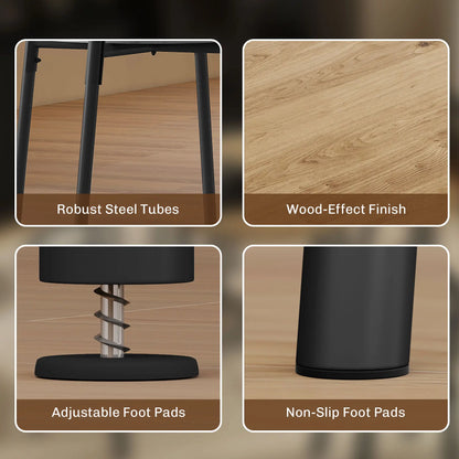 5 Piece Dining Table Set, Round for 4, Metal Frame, Natural Dining Table Sets at Gallery Canada