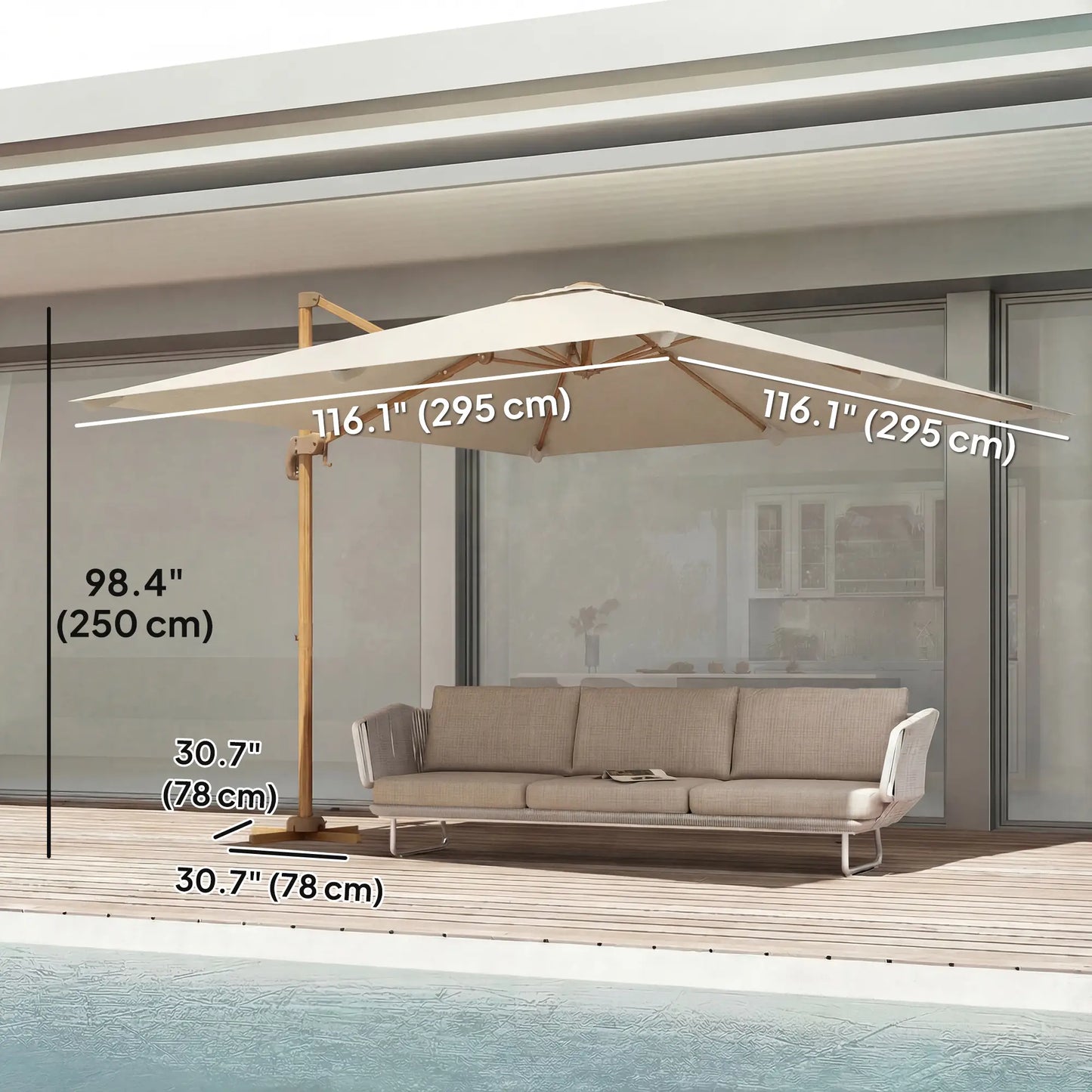 10 FT Patio Cantilever Umbrella, 360° Rotation, Crank And Tilt Offset Cantilever Umbrellas at Gallery Canada