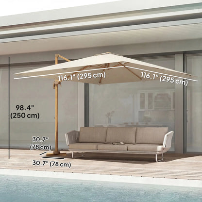 10 FT Patio Cantilever Umbrella, 360° Rotation, Crank And Tilt Offset Cantilever Umbrellas at Gallery Canada