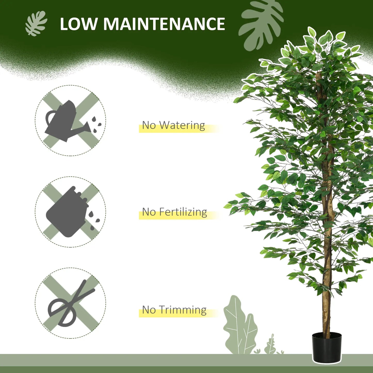 Set of 2 6ft Artificial Ficus Trees, Indoor Fake Plants with Pot Artificial Trees at Gallery Canada