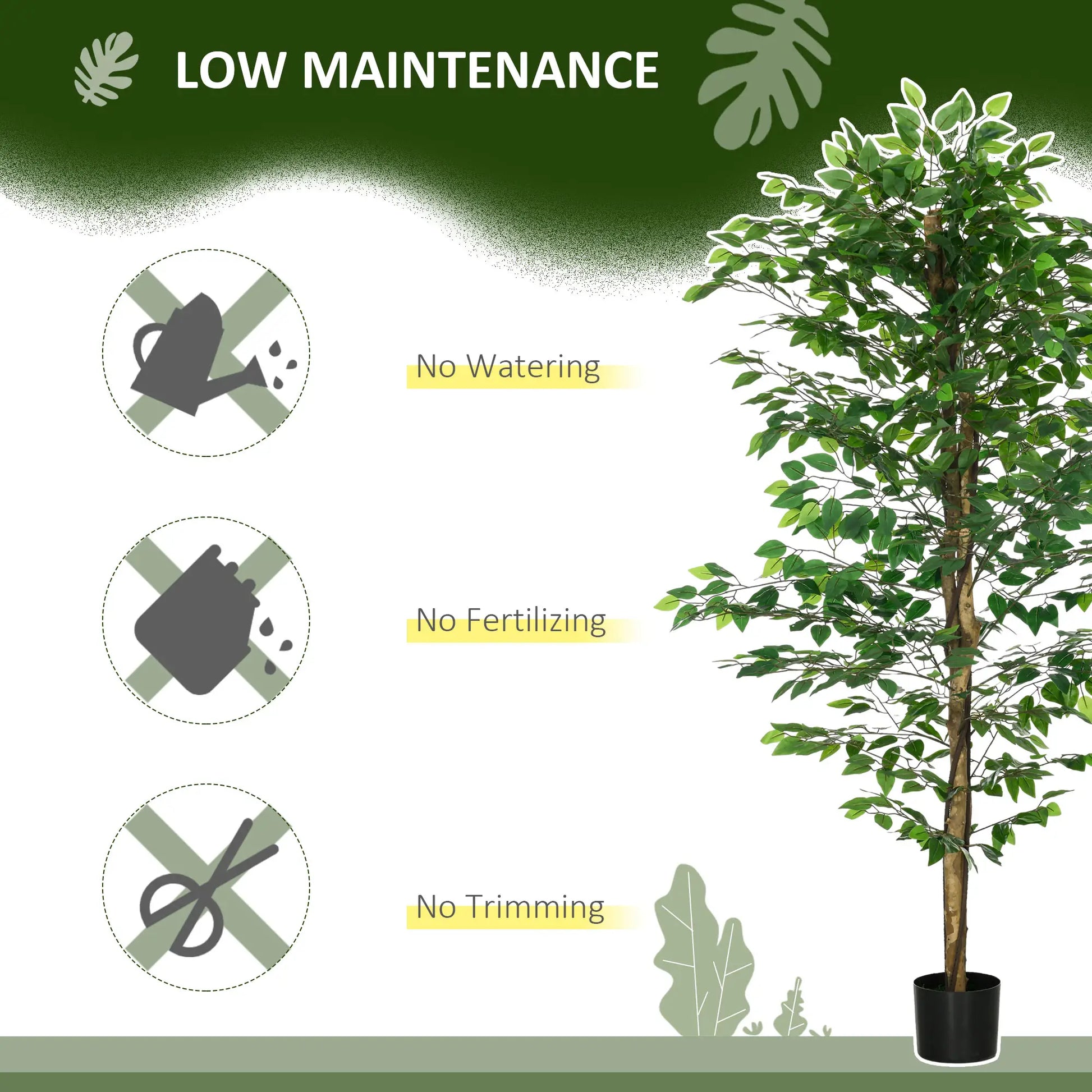 Set of 2 6ft Artificial Ficus Trees, Indoor Fake Plants with Pot Artificial Trees at Gallery Canada