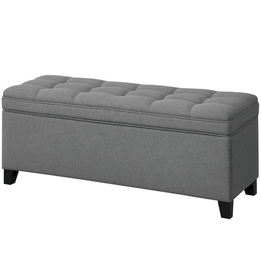 Storage Ottoman Bench, Foot Rest, 47 Inches, Dark Grey Storage Ottomans & Benches Dark Grey at Gallery Canada