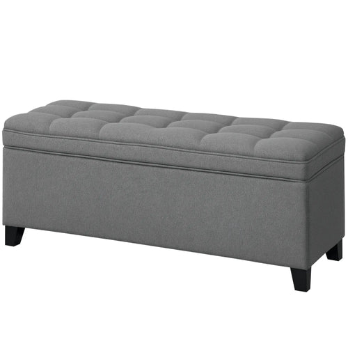 Storage Ottoman Bench, Foot Rest, 47 Inches, Dark Grey