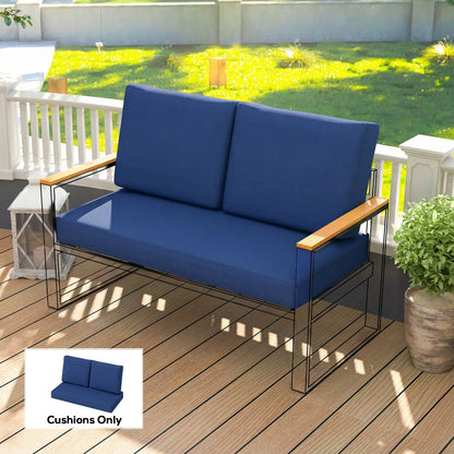 2 Seater Outdoor Seat Cushions, 5" Thick, 7" Backrest, Navy Blue Patio Chair Cushions at Gallery Canada