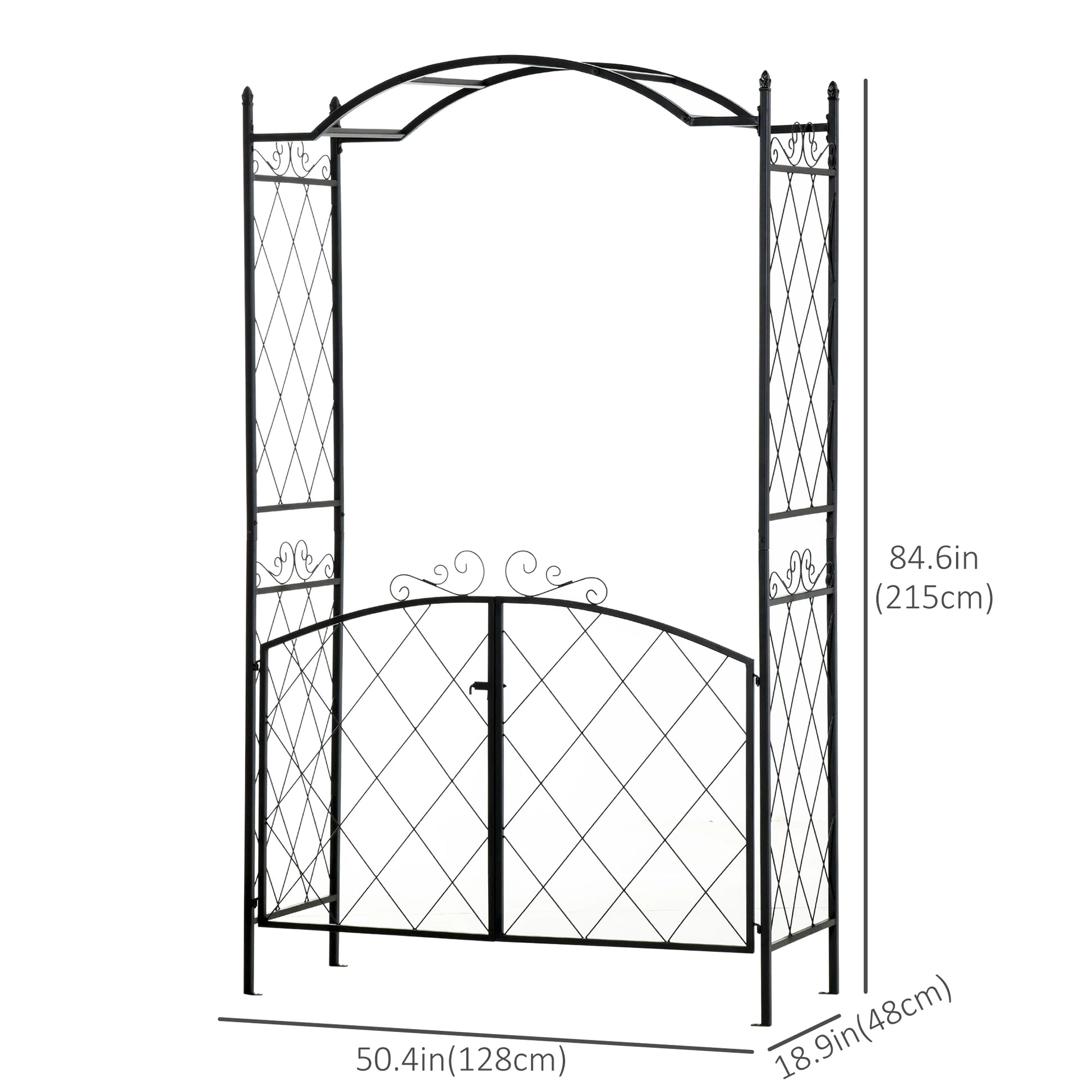 7FT Metal Garden Arch with Gate, Climbing Planter Frame, Black Garden Arches at Gallery Canada