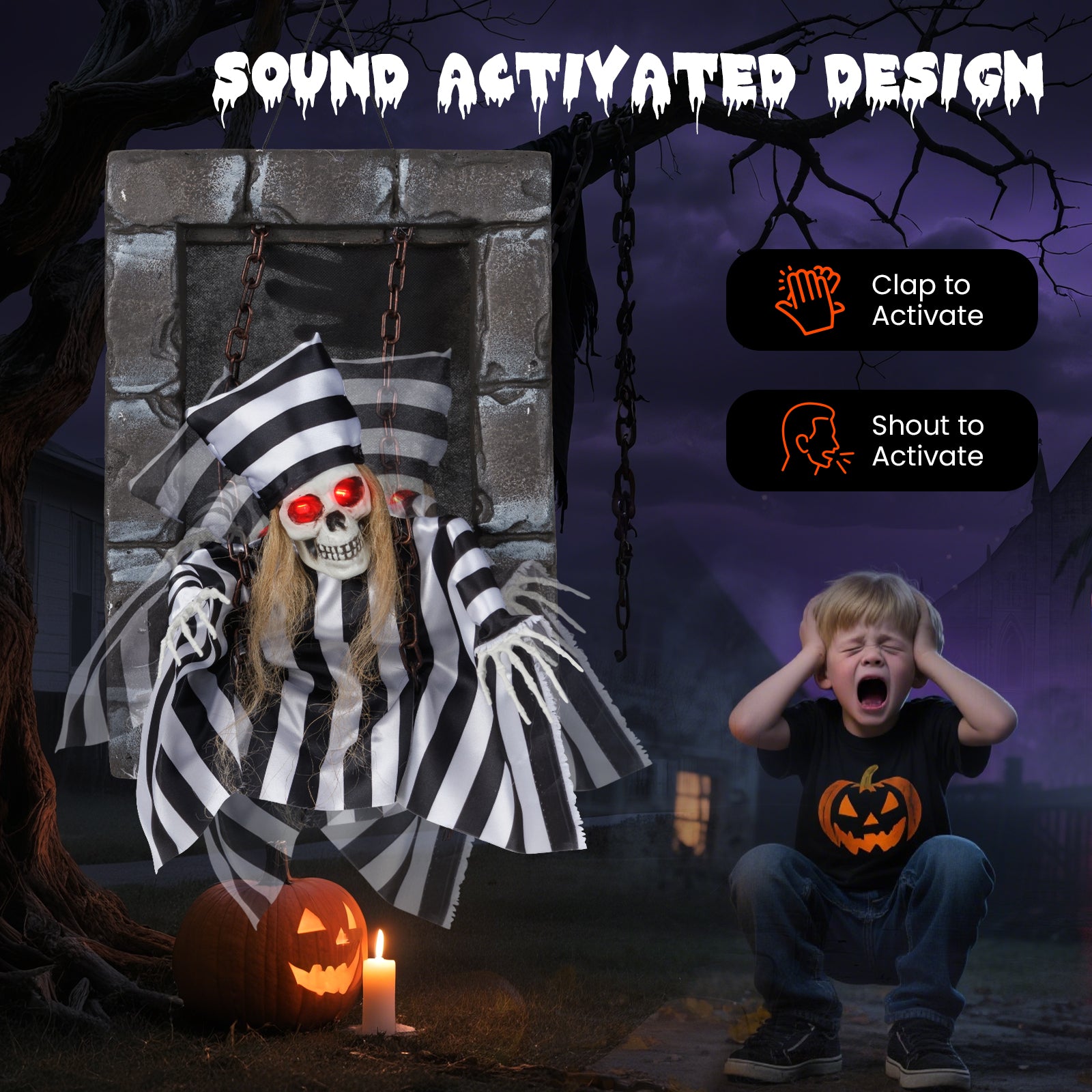 Animated Halloween Decoration 18 Inch Hanging Skull Prisoner Halloween at Gallery Canada