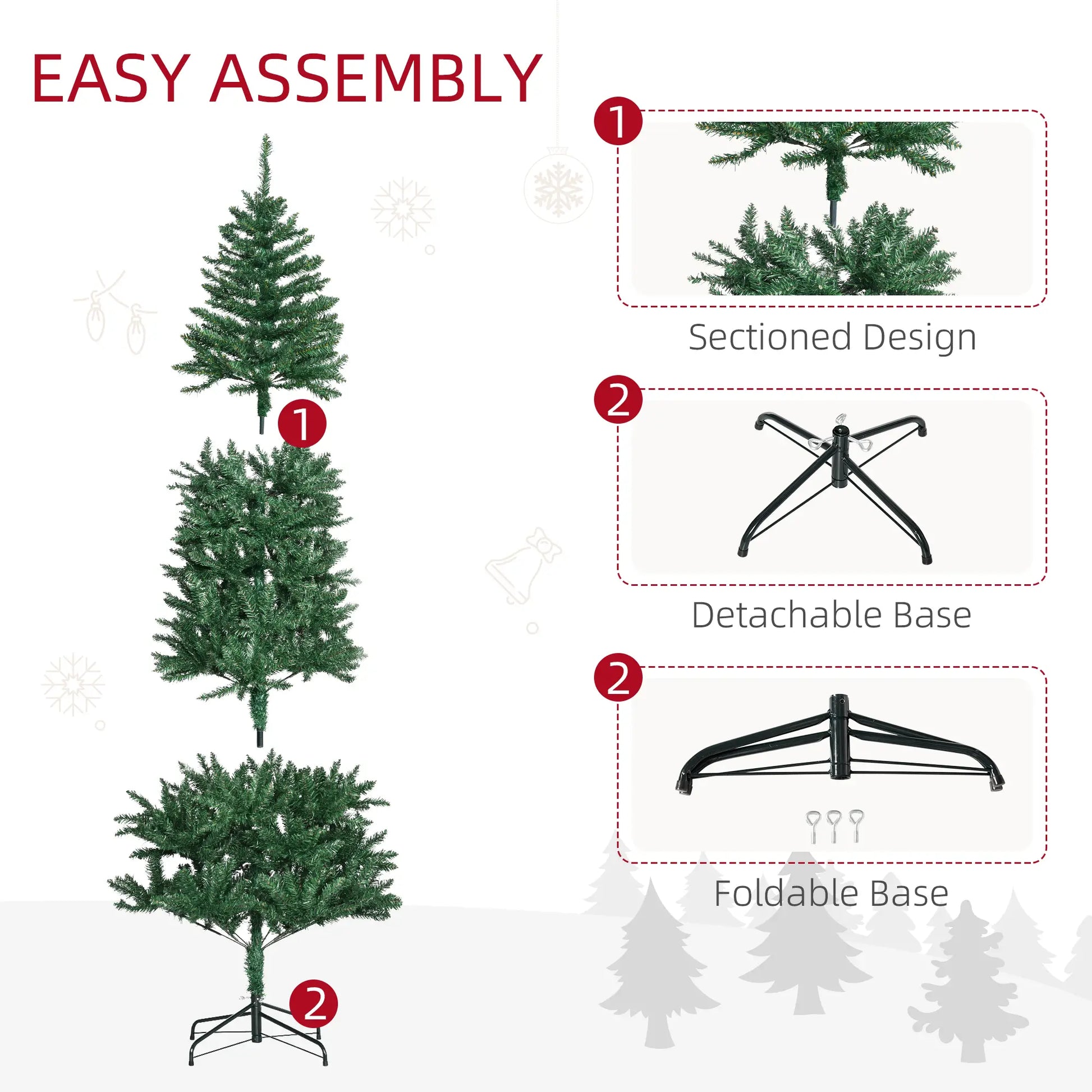 6.9ft Artificial Christmas Tree, Metal Stand, Spruce Tips, Green Artificial Christmas Trees at Gallery Canada