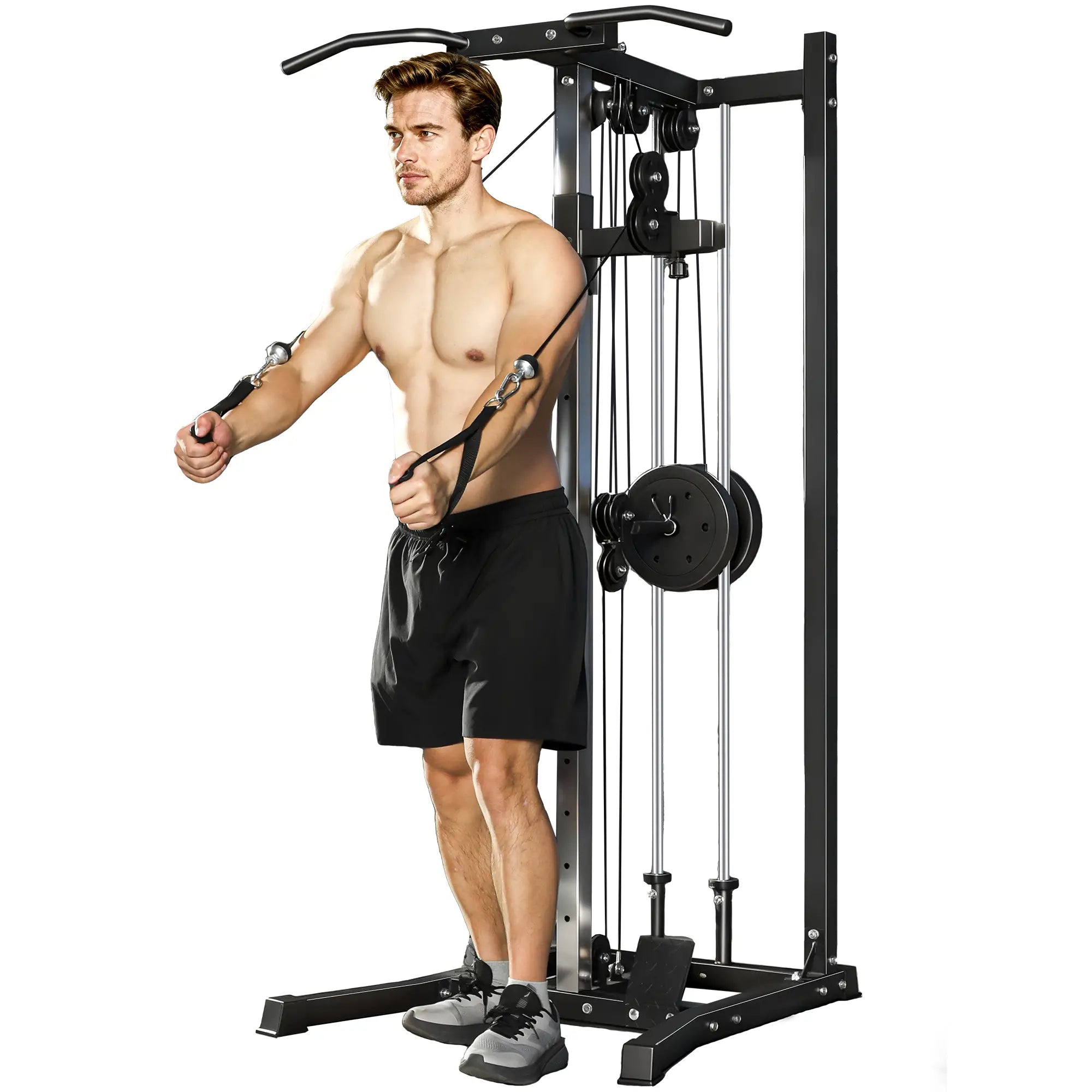 Cable Station Dual Pulley System, Pull Up Bar, 14 Adjustable Positions Power Towers at Gallery Canada