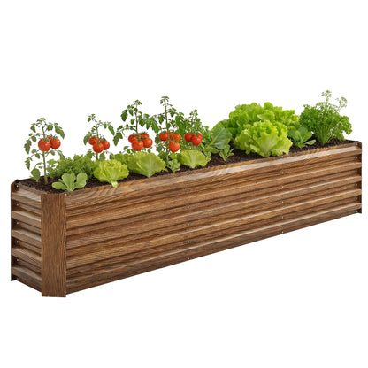 8 x 1.3 x 1.5ft Galvanized Raised Garden Bed, Brown Wood Effect, Brown Galvanized Planter Boxes at Gallery Canada