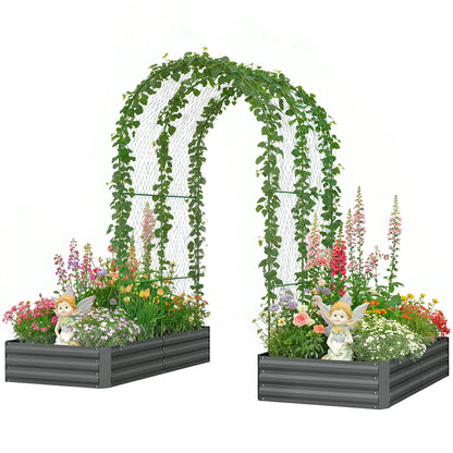 Metal Raised Garden Bed With Trellis, Galvanized Kit, Dark Grey Galvanized Planter Boxes Dark Grey at Gallery Canada