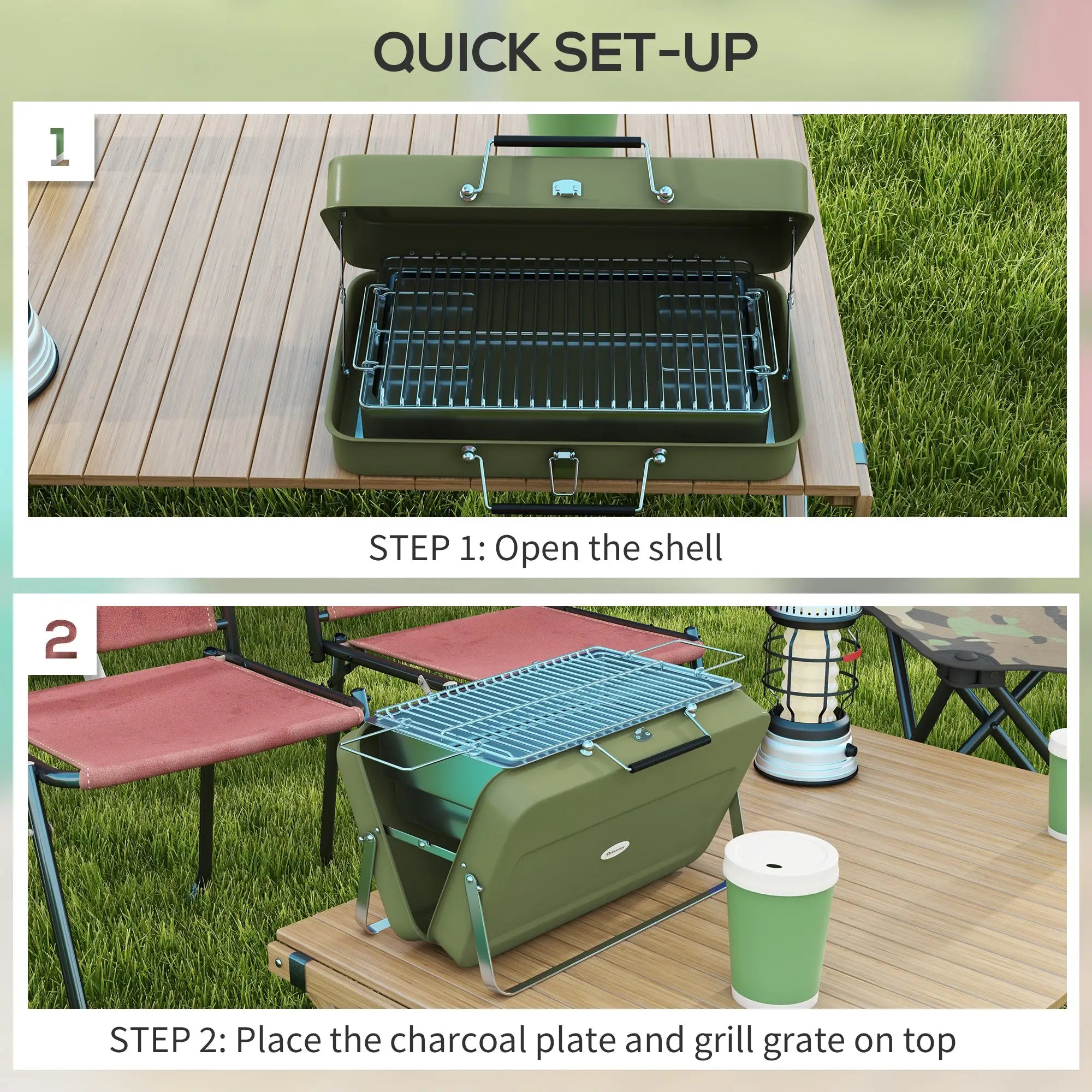 Metal Portable BBQ Grill, Green Charcoal BBQ Grils at Gallery Canada