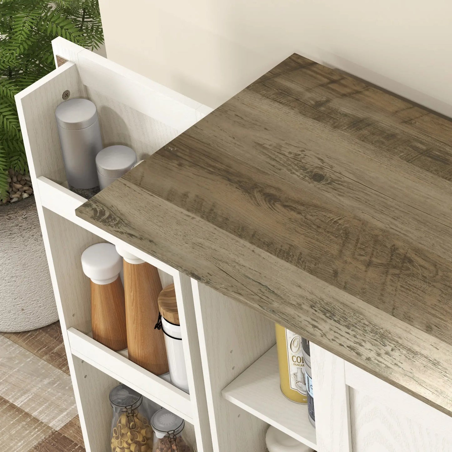 70" Tall Kitchen Pantry Cabinet, Adjustable Shelves, Cream White Kitchen Pantry Cabinets at Gallery Canada
