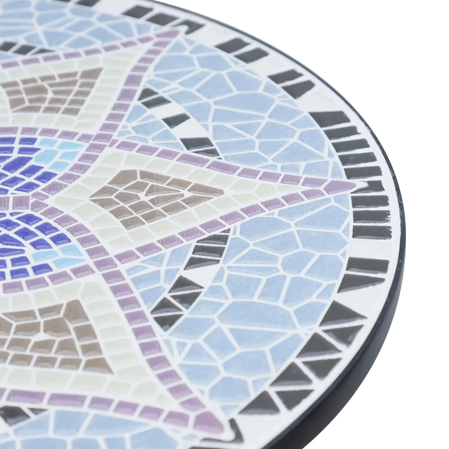 23.6" Mosaic Round Patio Table, Ceramic Tabletop, Multicolor Patio Side Tables at Gallery Canada