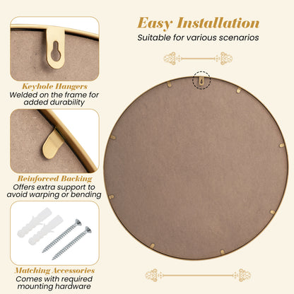28 Inch Round Wall Mirror, Beaded Frame, Living Room Entryway, Gold Wall Mirrors at Gallery Canada