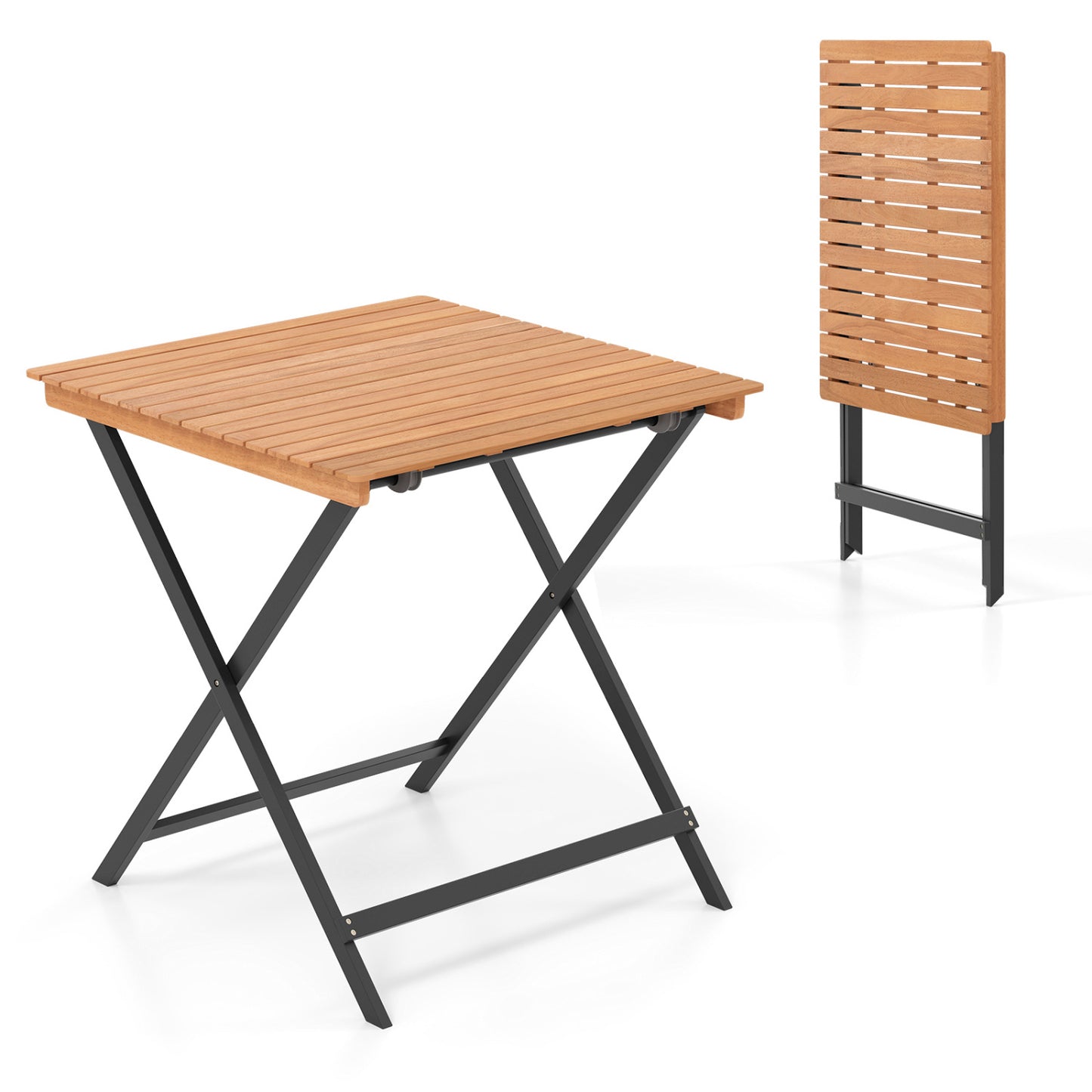 28 Inch Folding Square Table, Slatted Tabletop, Patio Porch Patio Dining Tables at Gallery Canada