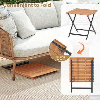 28 Inch Folding Square Table, Slatted Tabletop, Patio Porch Patio Dining Tables at Gallery Canada