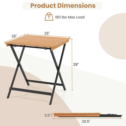 28 Inch Folding Square Table, Slatted Tabletop, Patio Porch Patio Dining Tables at Gallery Canada