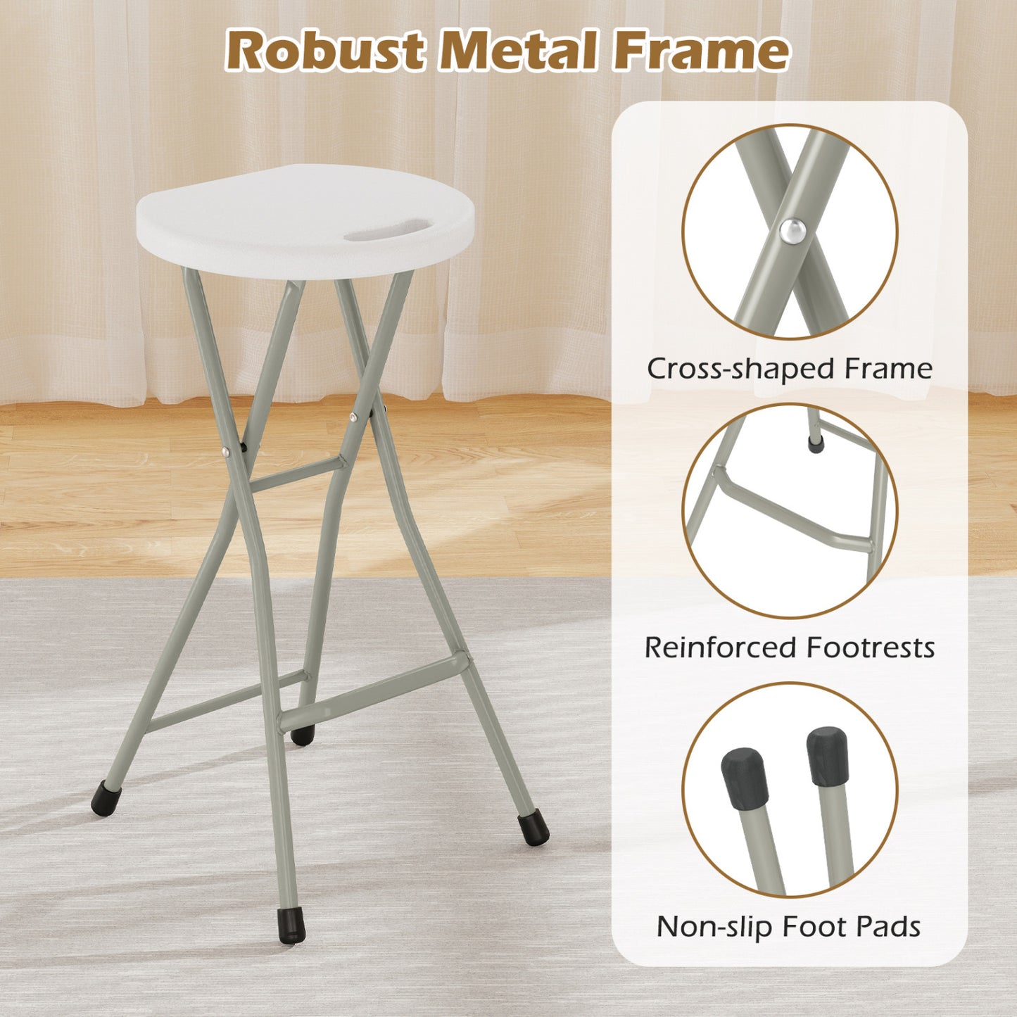 28 Inch Folding Patio Dining Chair, 330lbs Capacity, Set of 1