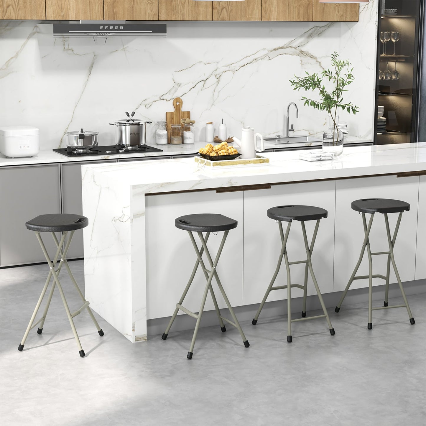 28 Inch Folding Stool, 330lbs Capacity, Sturdy Frame