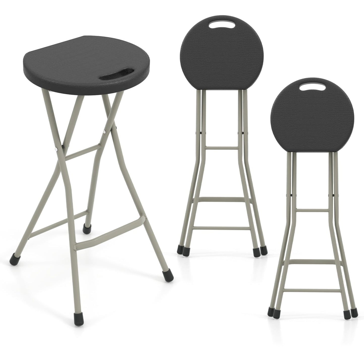 Tabourets pliants portables 28 pouces, 330 livres (pack de 2), noir