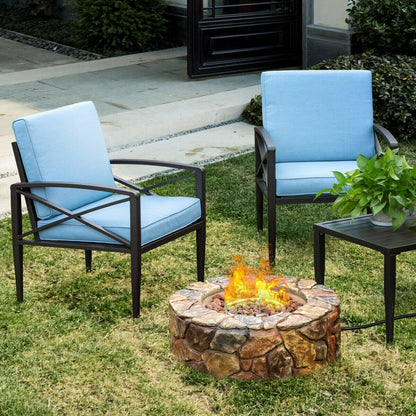 Foyer extérieur au gaz propane de 28 pouces, 40 000 BTU, pierre, brun