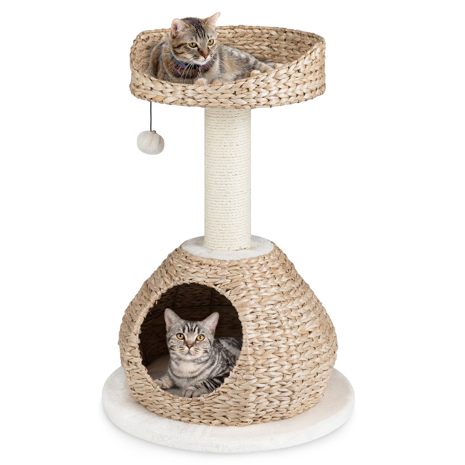 28 Inches Hand-Made Cat Tree Tower with Jump Platform, White Cat Trees Condos & Scratchers at Gallery Canada