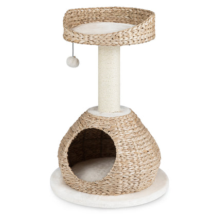 28 Inches Hand-Made Cat Tree Tower with Jump Platform, White Cat Trees Condos & Scratchers at Gallery Canada