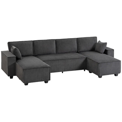 Modular U Shaped Sectional Sofa, Double Chaises, Spring Cushions, Dark Grey L Shaped Couchs at Gallery Canada