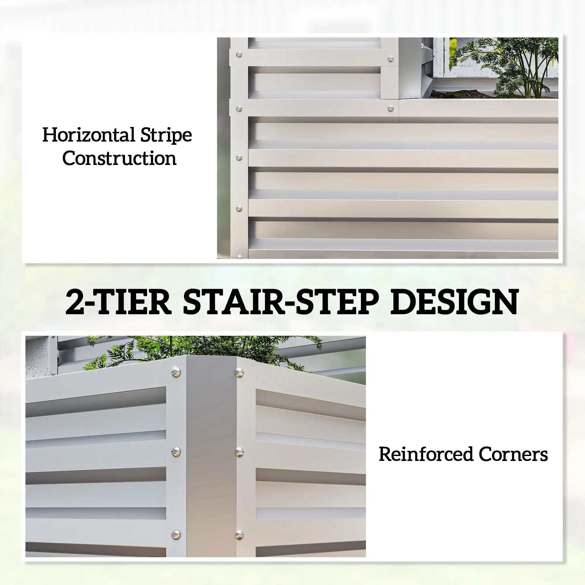 2 Tier Galvanized Raised Garden Bed, Steel Planter Box, 47