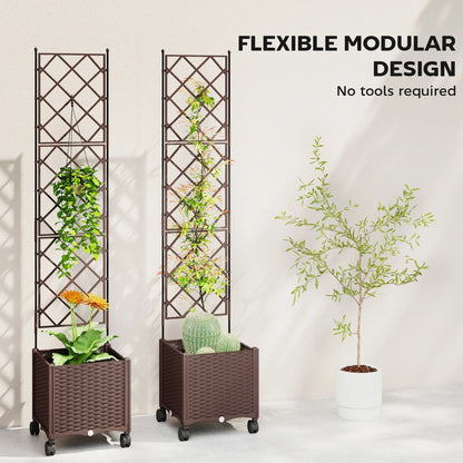 Plastic Raised Garden Bed With Trellis, Self Watering Planter Box With Wheels Raised Garden Beds at Gallery Canada