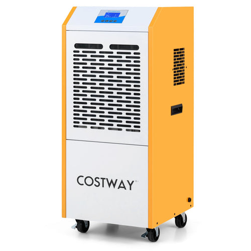 290 Pints Commercial Dehumidifier with Pump and Drain Hose for Basement Warehouse, Yellow
