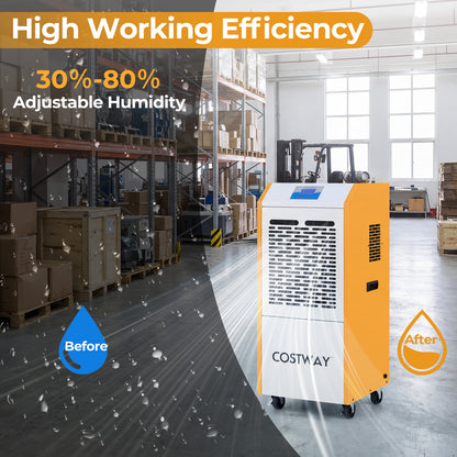 290 Pints Commercial Dehumidifier with Pump and Drain Hose for Basement Warehouse, Yellow Dehumidifiers at Gallery Canada