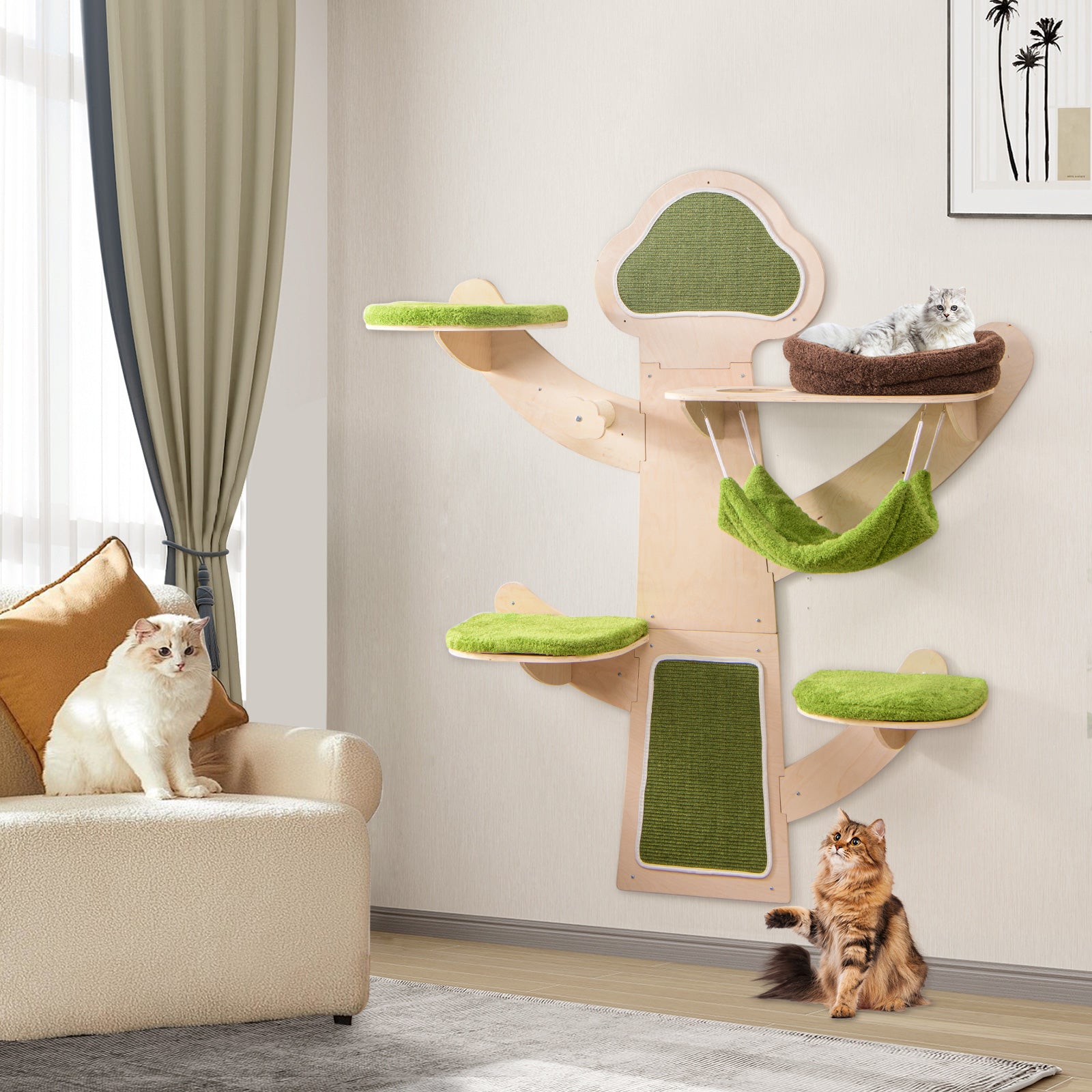 Wall-Mounted Cat Tower Cat Wall Shelves Furniture with Bed, Green Cat Trees Condos & Scratchers at Gallery Canada