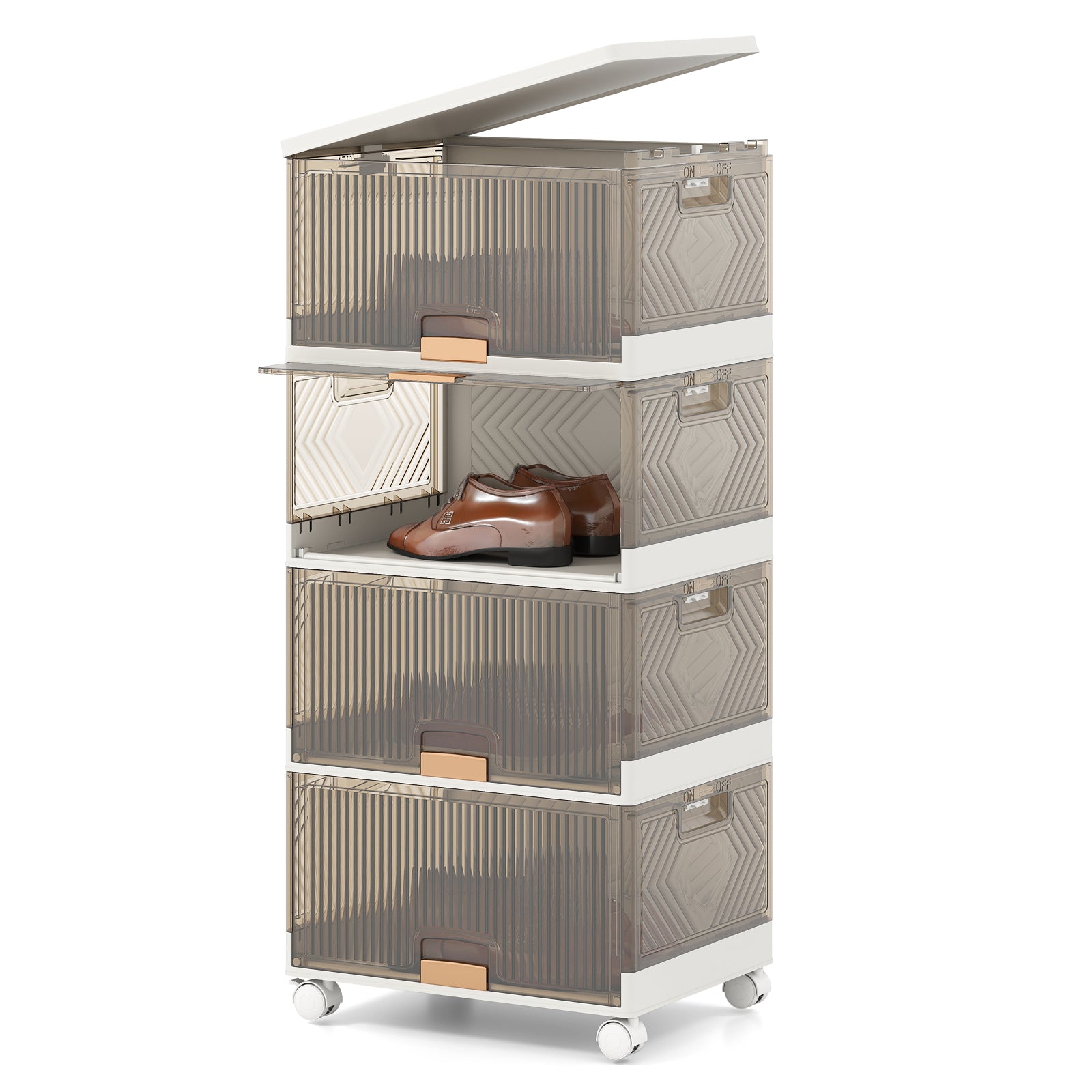 3/4/5/6-Cube Stackable Storage Bins with Detachable Wheels-4 Cube, White Shoe Racks & Storage Benches at Gallery Canada