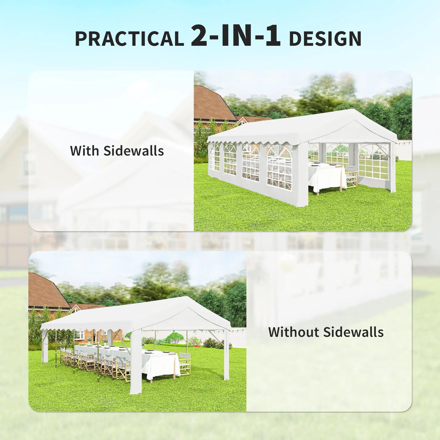 13'x26' Heavy Duty Party Tent, Portable Garage Canopy, White Canopy Tents at Gallery Canada