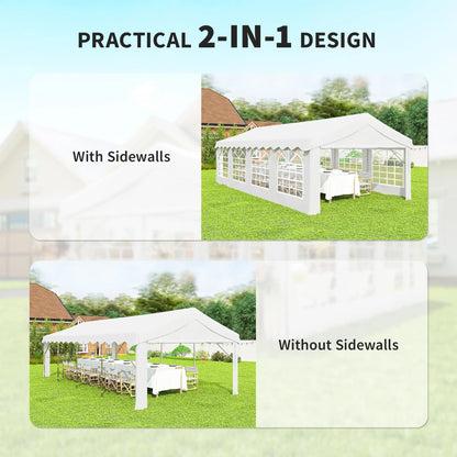 13'x26' Heavy Duty Party Tent, Portable Garage Canopy, White Canopy Tents at Gallery Canada