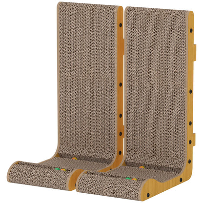 2PCS Planche à gratter pour chat en forme de L avec 3 balles jouets, herbe à chat, noir