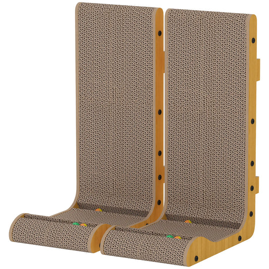 2PCS L-Shape Cat Scratching Board With 3 Toy Balls, Catnip, Black Cat Posts Natural, Brown at Gallery Canada