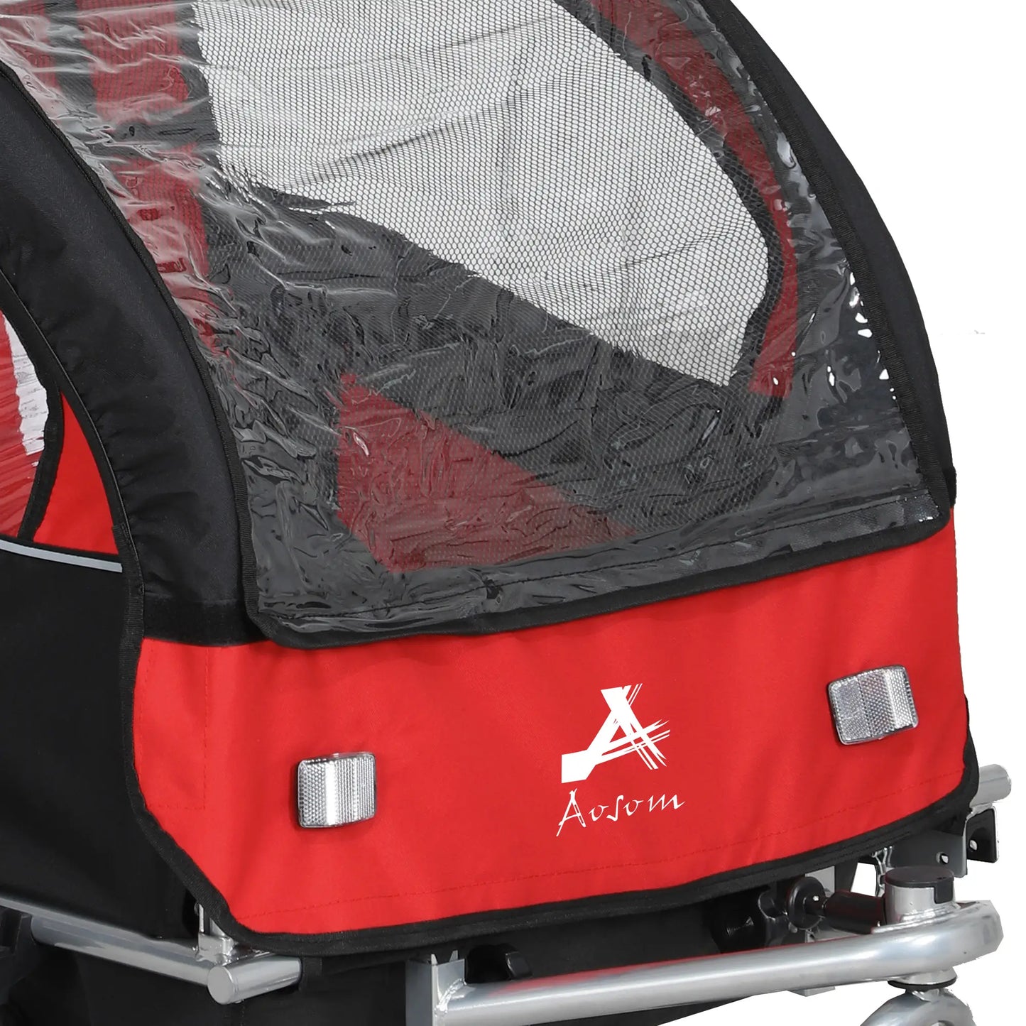 2-in-1 Bike Trailer, Foldable 2-Seat Stroller, 5-Point Harness, Red Kids Bike Trailers at Gallery Canada