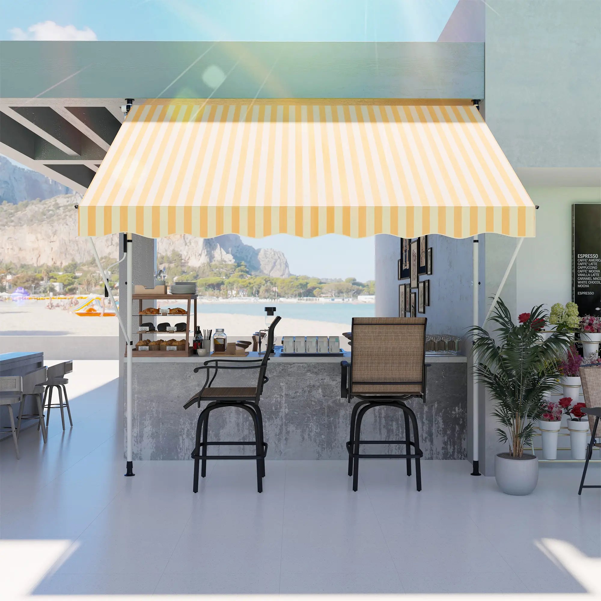 10x5ft Manual Retractable Awning, Sun Shade Canopy, Water Resistant, Yellow Door Awnings at Gallery Canada